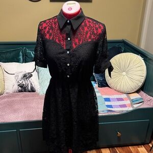 Monteau Black Lace retro inspired Midi Dress